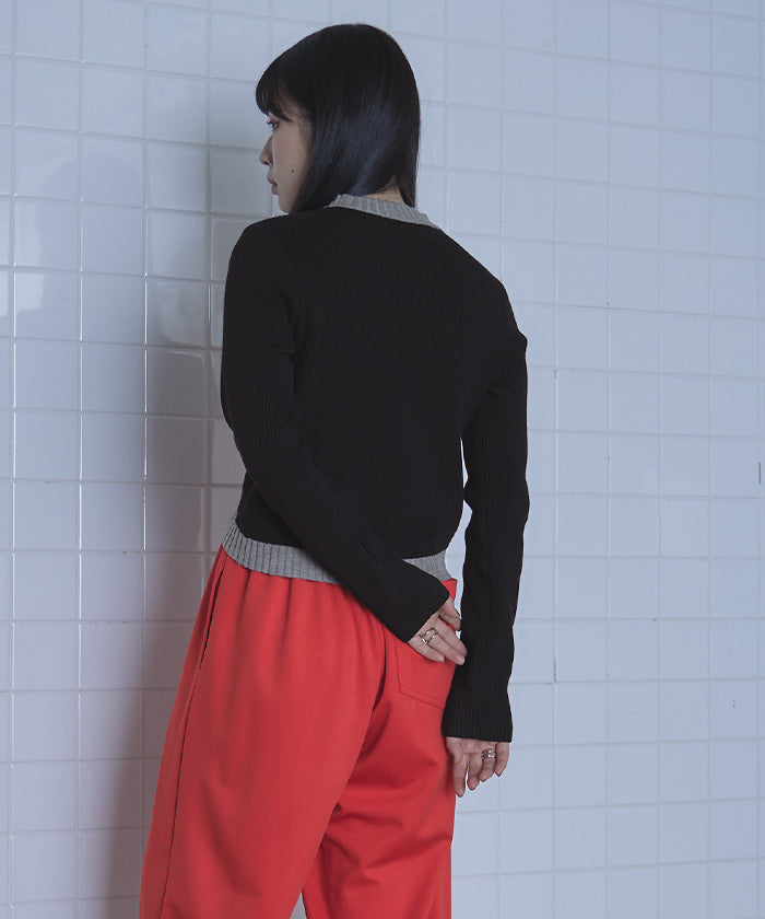 ミエット miette デザインヘムリブニット （レッド） レッド