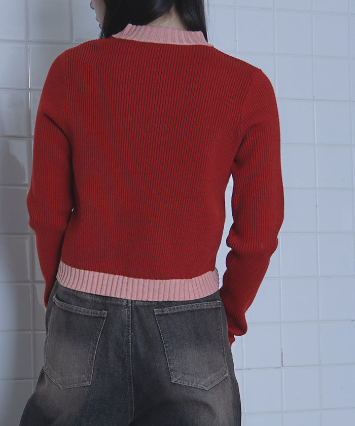 ミエット miette デザインヘムリブニット （レッド） レッド