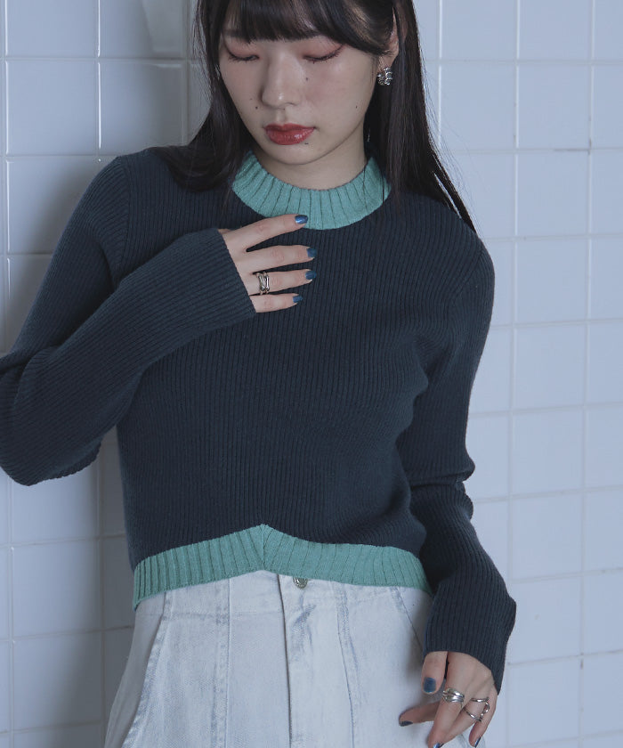 ミエット miette デザインヘムリブニット （レッド） レッド