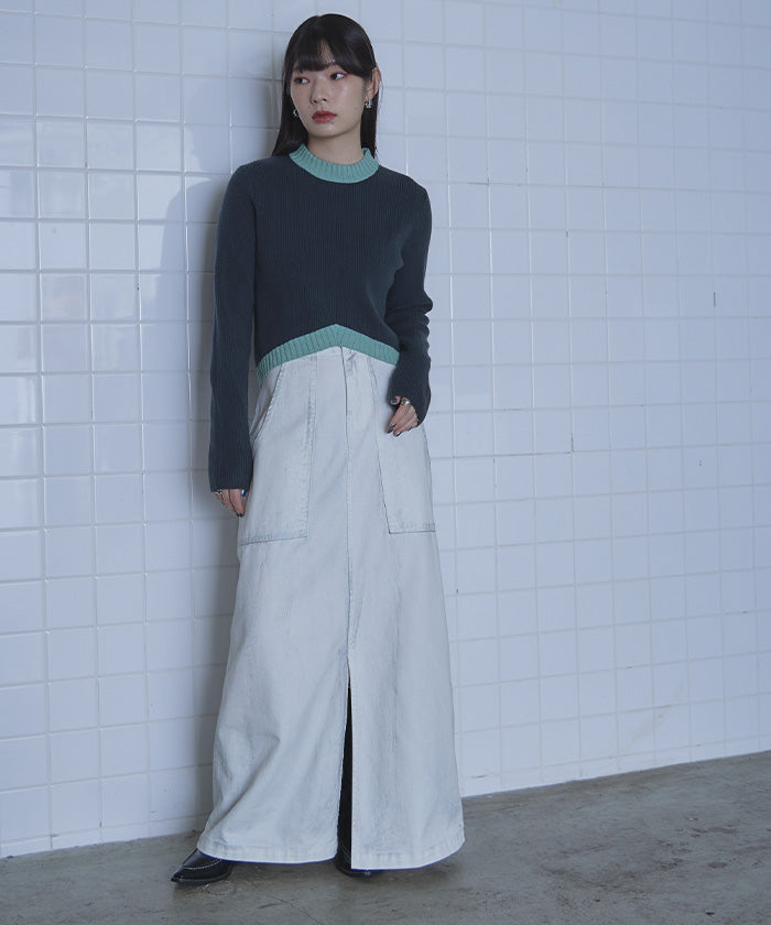 ミエット miette デザインヘムリブニット （レッド） レッド