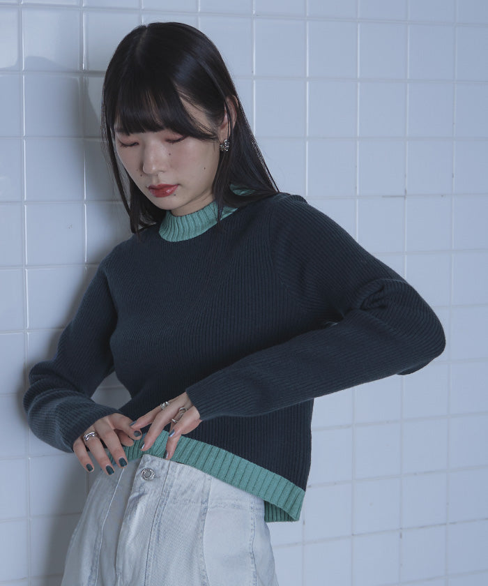 ミエット miette デザインヘムリブニット （レッド） レッド