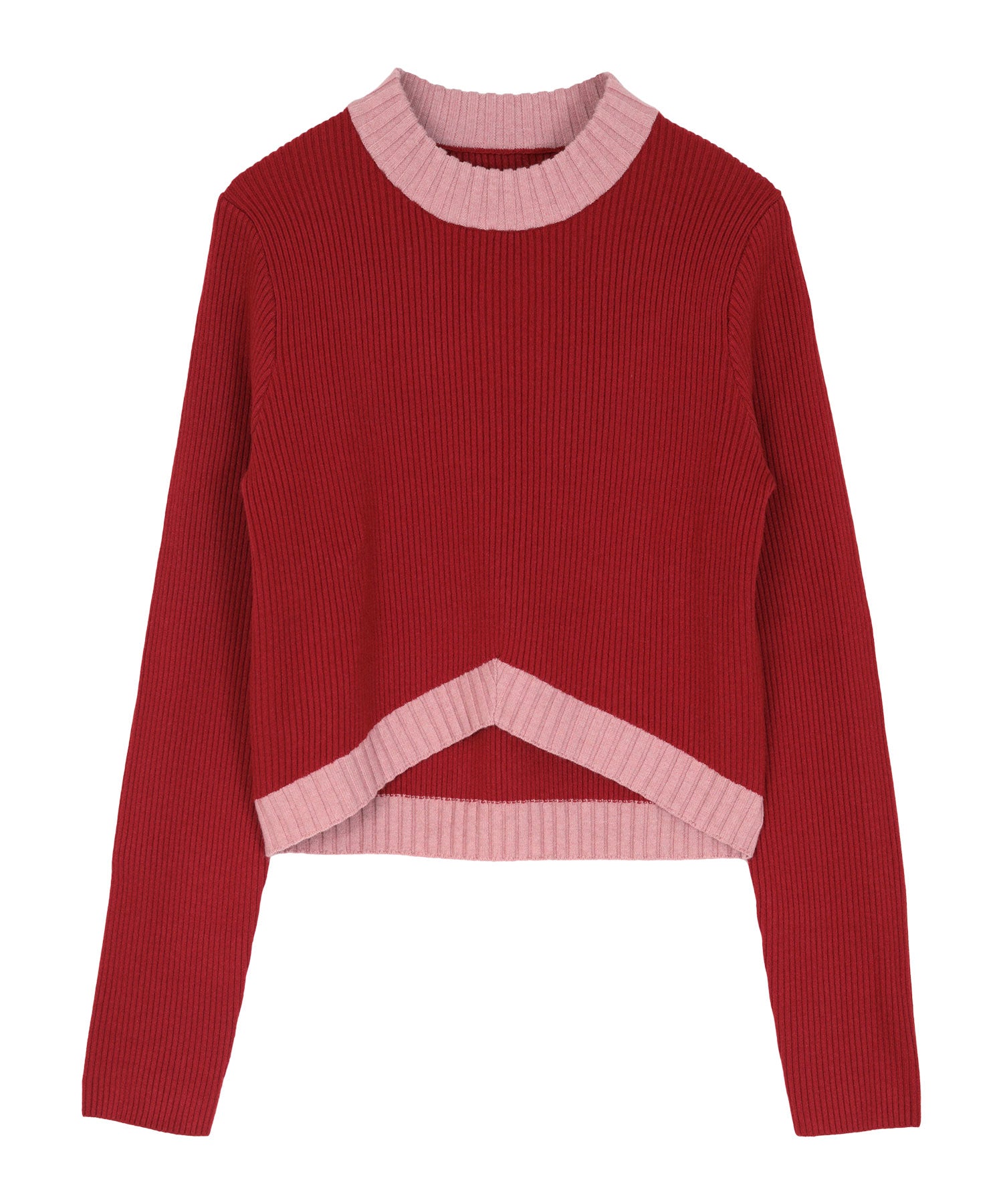 ミエット miette デザインヘムリブニット （レッド） レッド