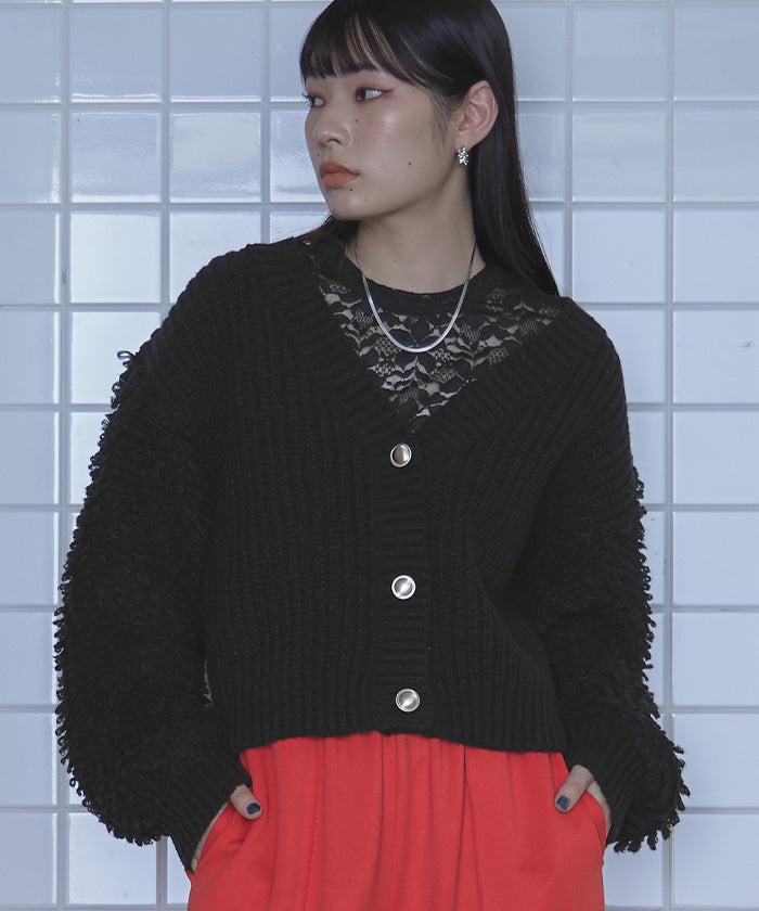 ミエット miette ループ編みニットカーディガン （ブラック） ブラック