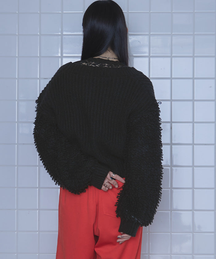 ミエット miette ループ編みニットカーディガン （ブラック） ブラック