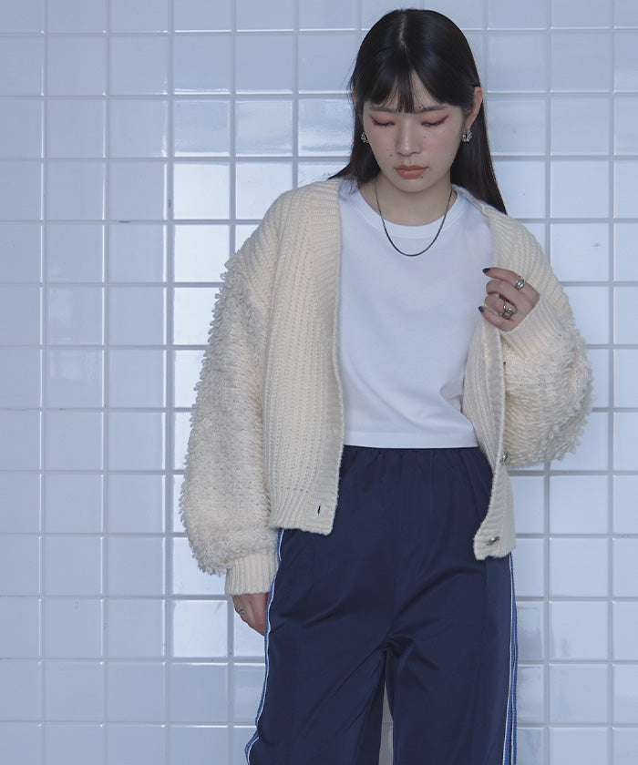 ミエット miette ループ編みニットカーディガン （ブラック） ブラック