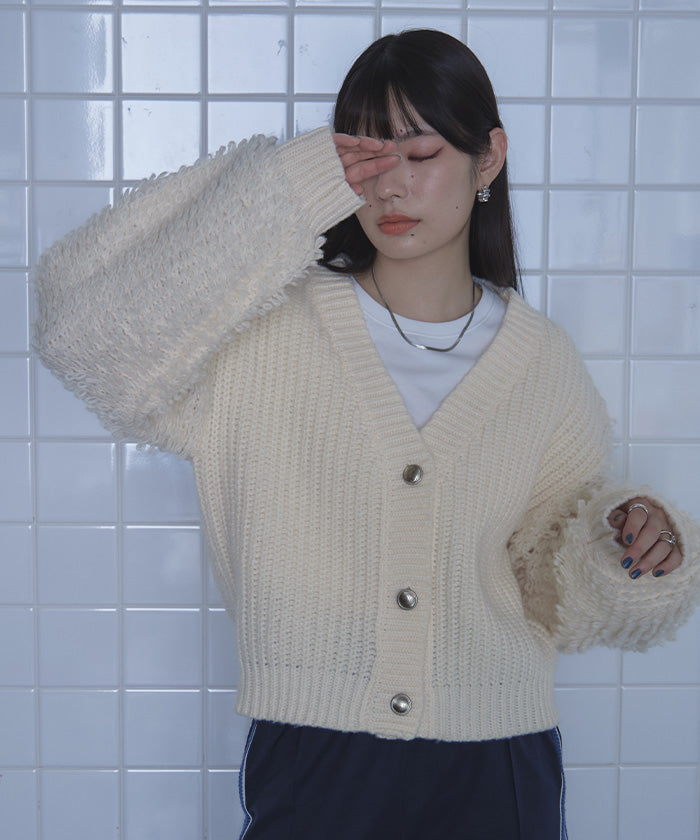 ミエット miette ループ編みニットカーディガン （ブラック） ブラック