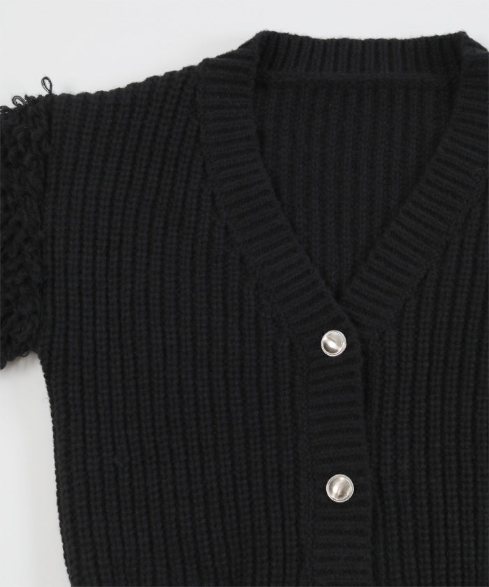 ミエット miette ループ編みニットカーディガン （ブラック） ブラック
