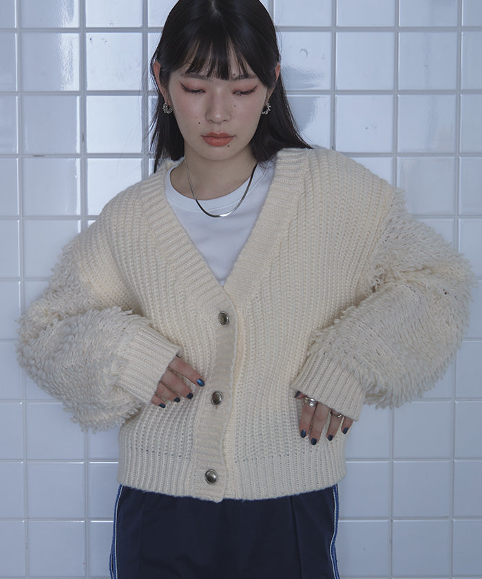 ミエット miette ループ編みニットカーディガン （アイボリー） アイボリー