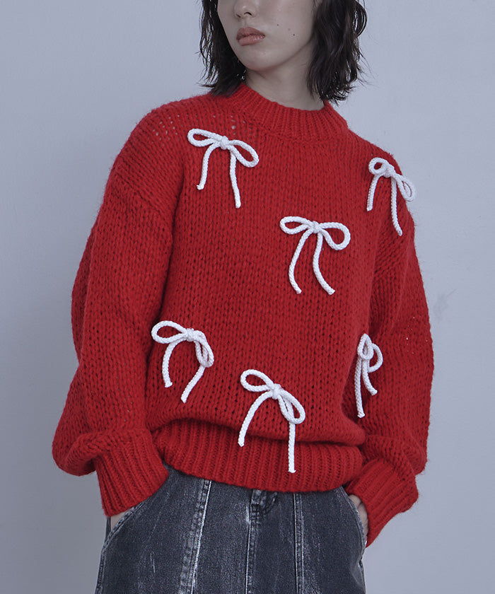 ミエット miette ローゲージリボンニット （レッド） レッド