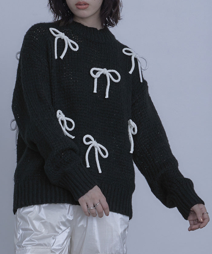 ミエット miette ローゲージリボンニット （レッド） レッド