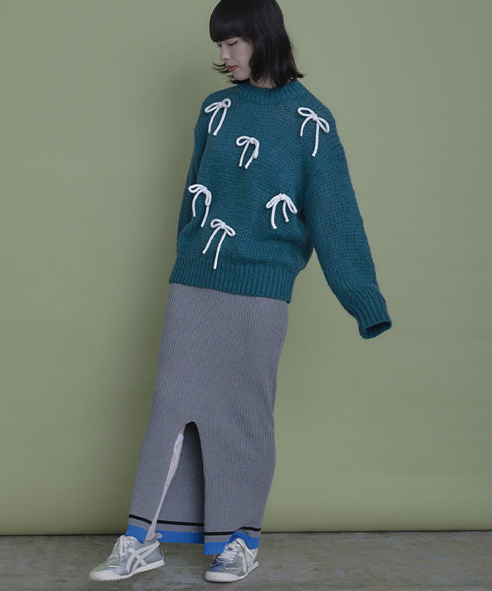 ミエット miette ローゲージリボンニット （レッド） レッド