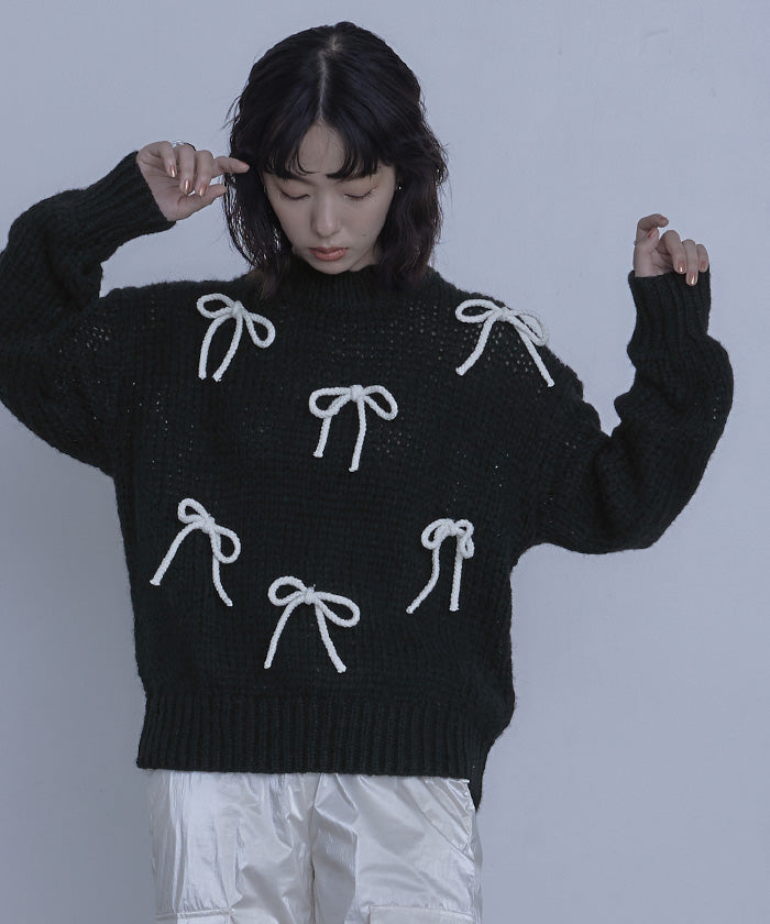 ミエット miette ローゲージリボンニット （レッド） レッド