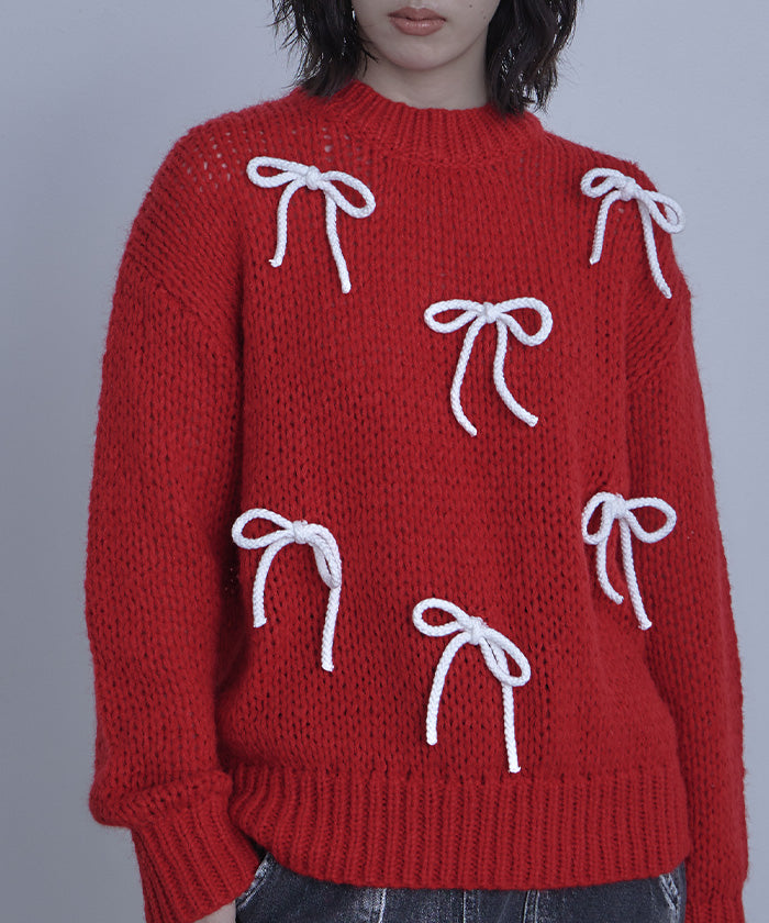 ミエット miette ローゲージリボンニット （レッド） レッド