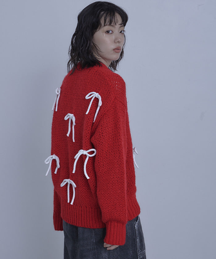 ミエット miette ローゲージリボンニット （レッド） レッド