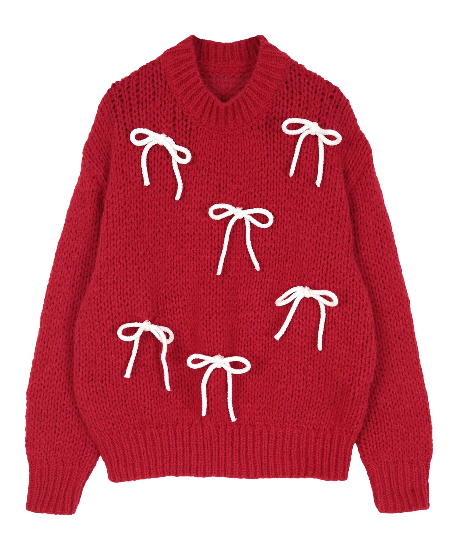 ミエット miette ローゲージリボンニット （レッド） レッド