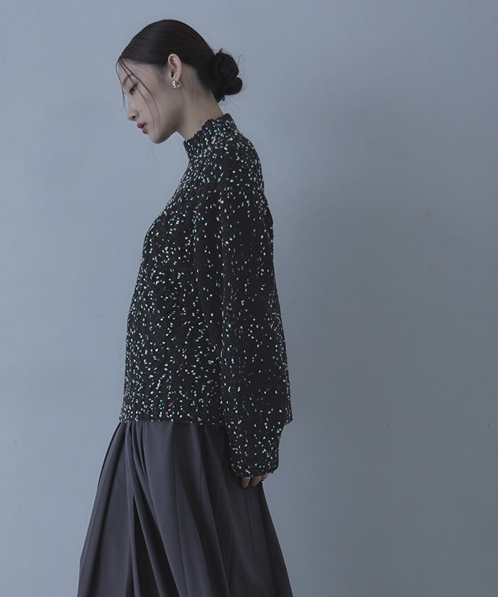 ミエット miette カラーネップケーブル編みニット