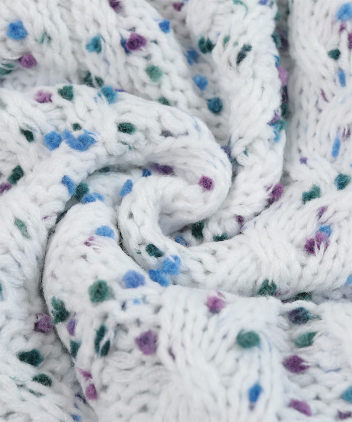 ミエット miette カラーネップケーブル編みニット