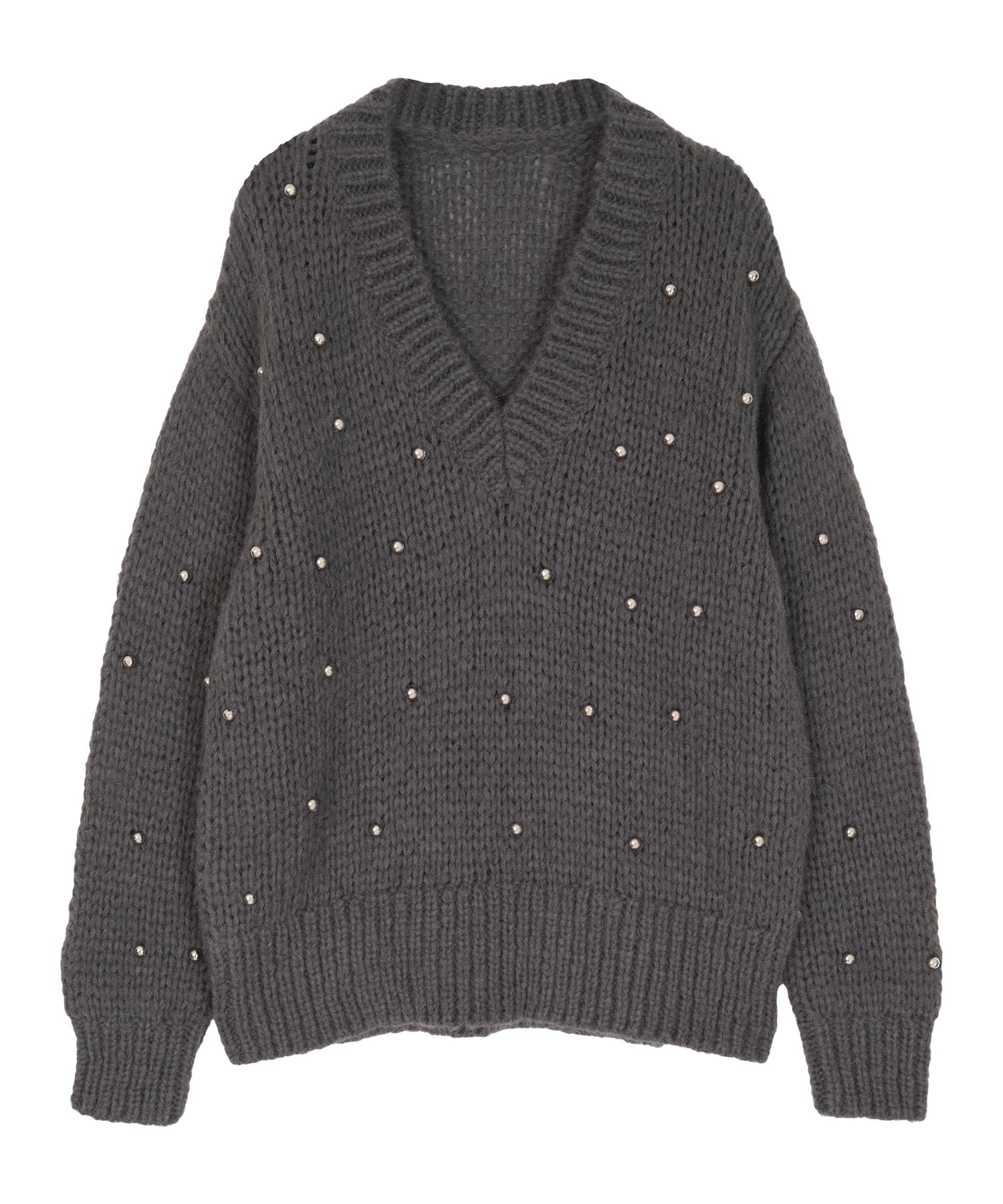 ミエット miette シルバービーズVネックニット