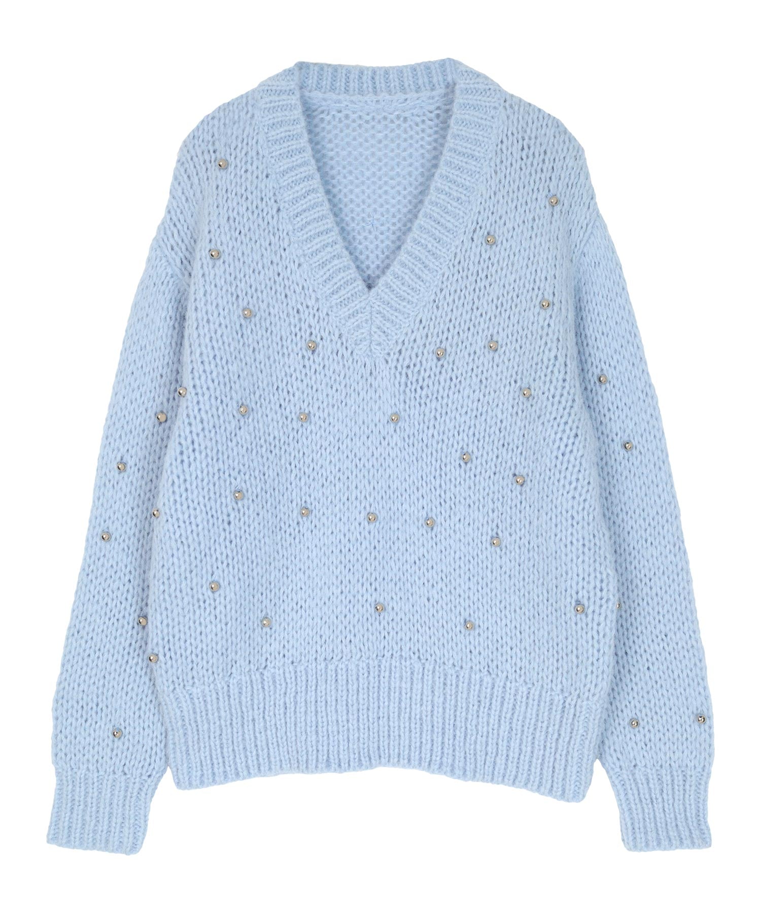 ミエット miette シルバービーズVネックニット