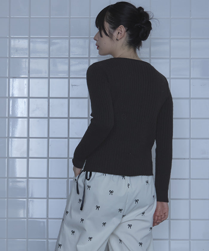 ミエット miette レイヤード配色ニットカーディガン （ブラック） ブラック