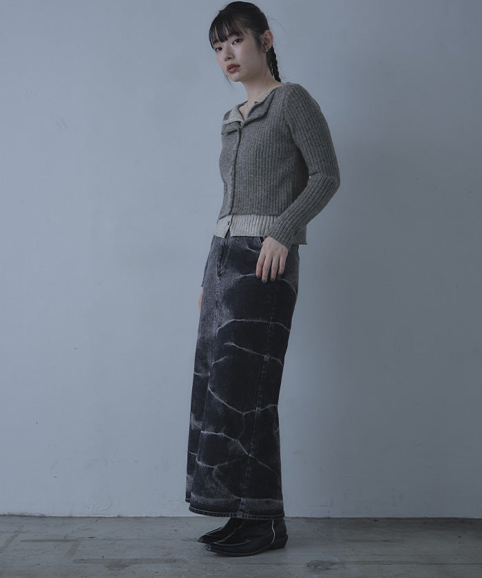 ミエット miette レイヤード配色ニットカーディガン （ブラック） ブラック