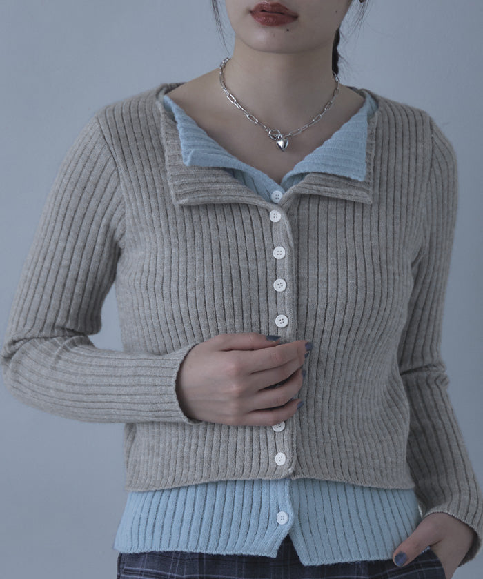 ミエット miette レイヤード配色ニットカーディガン （ブラック） ブラック