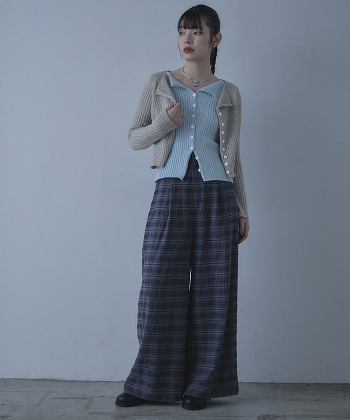 ミエット miette レイヤード配色ニットカーディガン （ブラック） ブラック