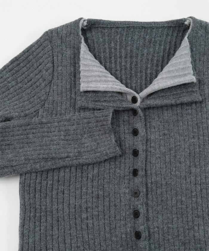 ミエット miette レイヤード配色ニットカーディガン （ブラック） ブラック