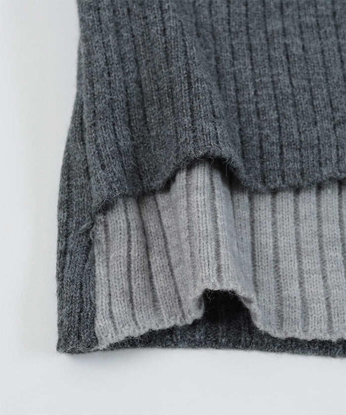 ミエット miette レイヤード配色ニットカーディガン （ブラック） ブラック