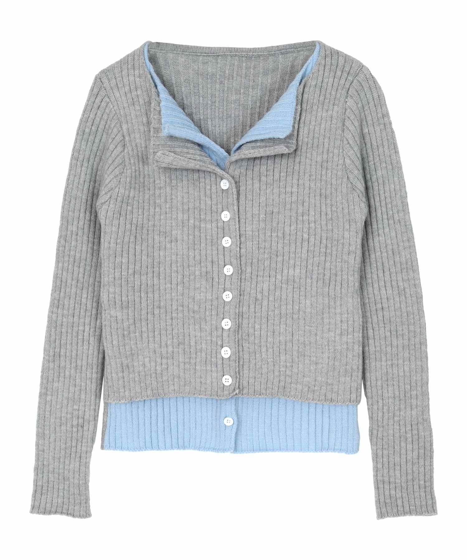 ミエット miette レイヤード配色ニットカーディガン （ブラック） ブラック