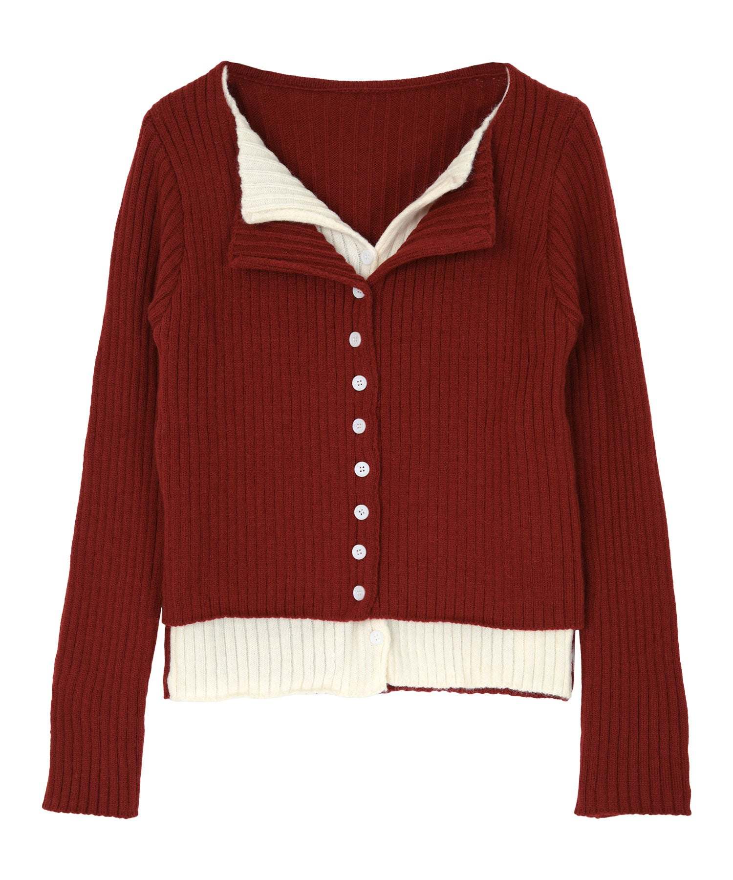 ミエット miette レイヤード配色ニットカーディガン （ブラック） ブラック