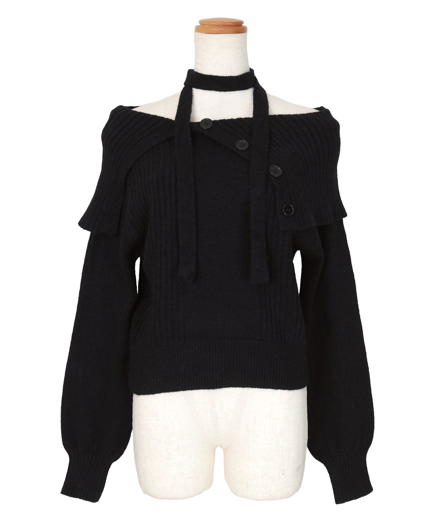 ミエット miette ロングタイ付きオフショルニット （ブラウン） ブラウン