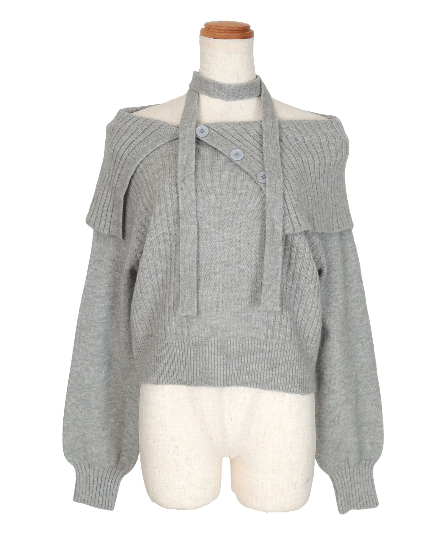 ミエット miette ロングタイ付きオフショルニット （ブラウン） ブラウン