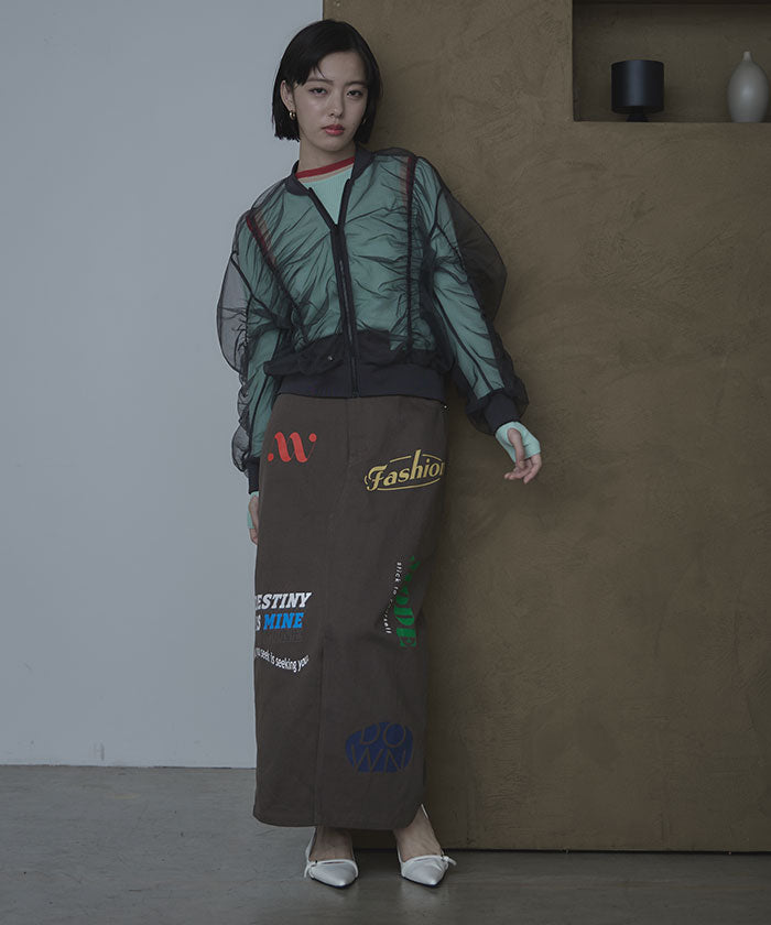 ミエット miette アシメデザインプリントツイルスカート