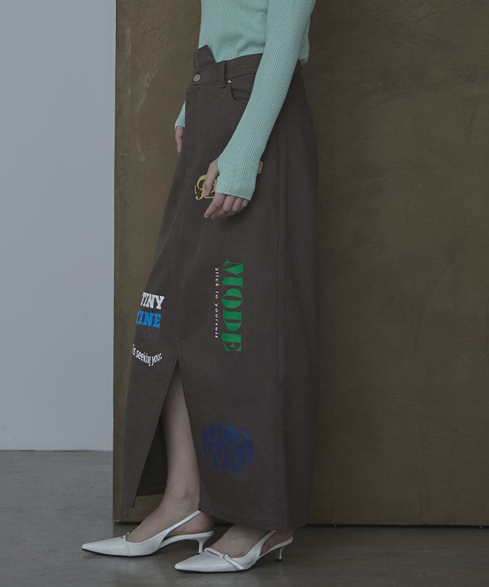 ミエット miette アシメデザインプリントツイルスカート