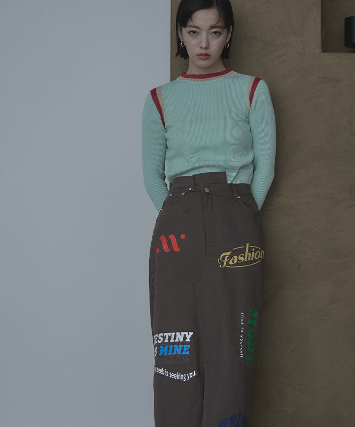 ミエット miette アシメデザインプリントツイルスカート