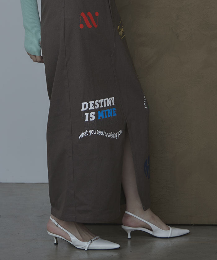 ミエット miette アシメデザインプリントツイルスカート