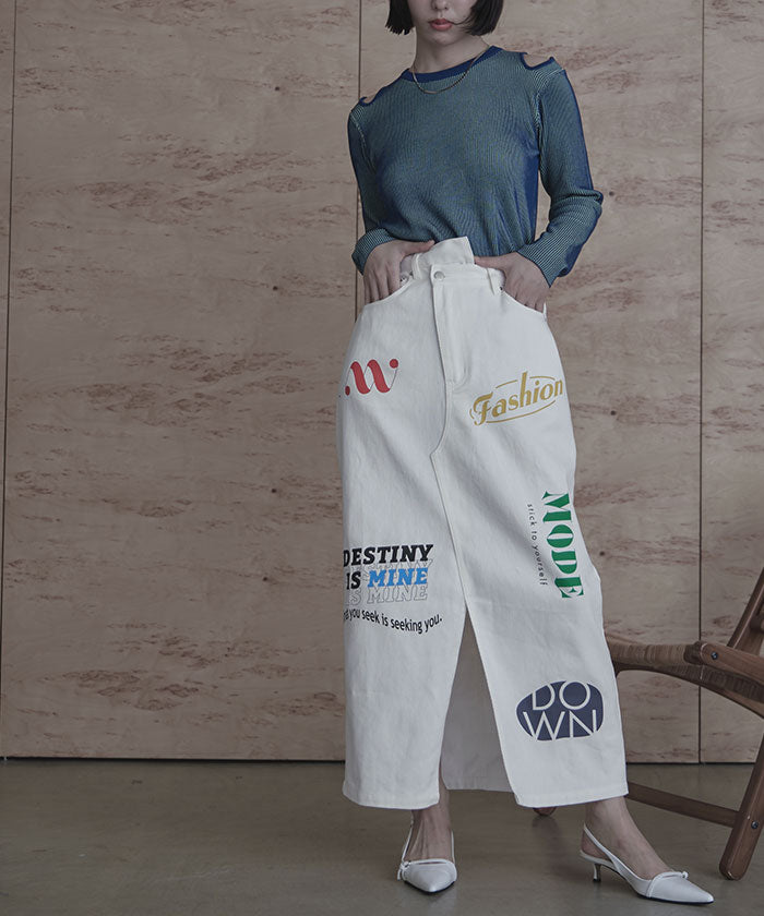 ミエット miette アシメデザインプリントツイルスカート