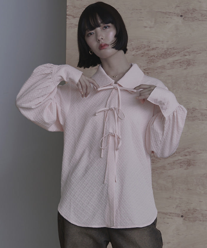 miette Miette Big Collar Front Ribbon Blouse