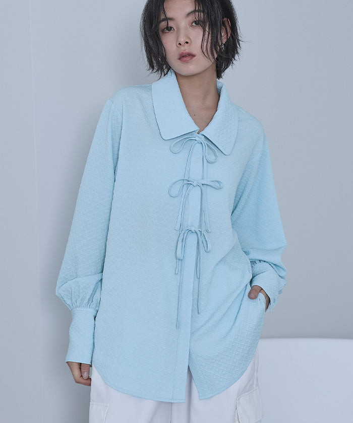 miette Miette Big Collar Front Ribbon Blouse