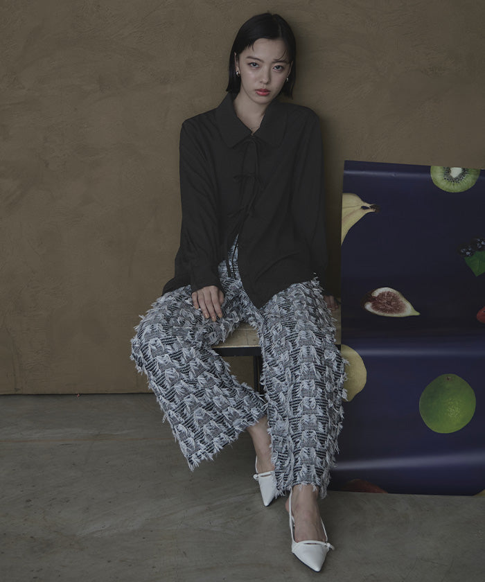 miette Miette Big Collar Front Ribbon Blouse