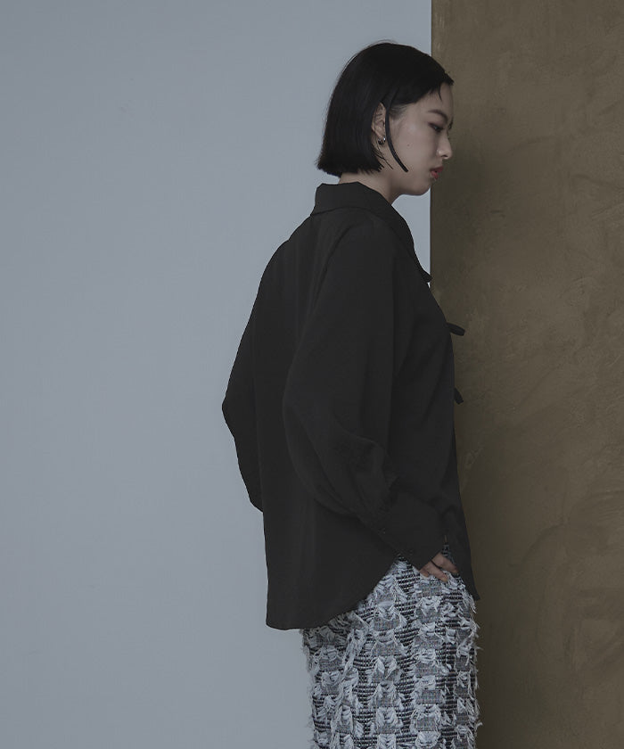 miette Miette Big Collar Front Ribbon Blouse