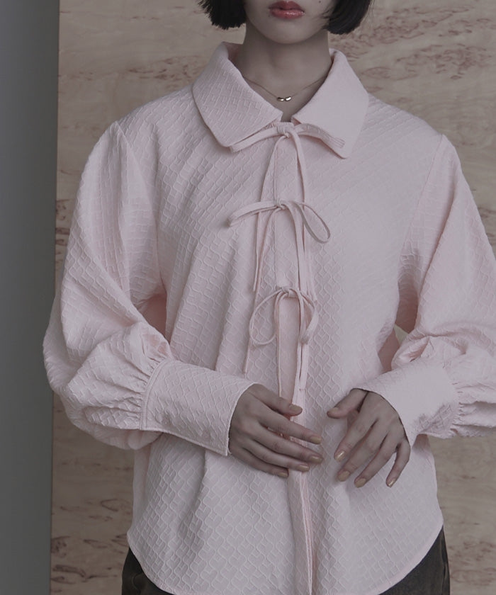 ミエット miette ビッグカラーフロントリボンブラウス （ピンク） ピンク