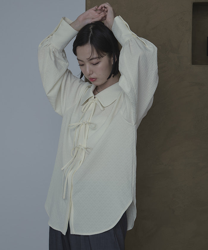 ミエット miette ビッグカラーフロントリボンブラウス （ピンク） ピンク