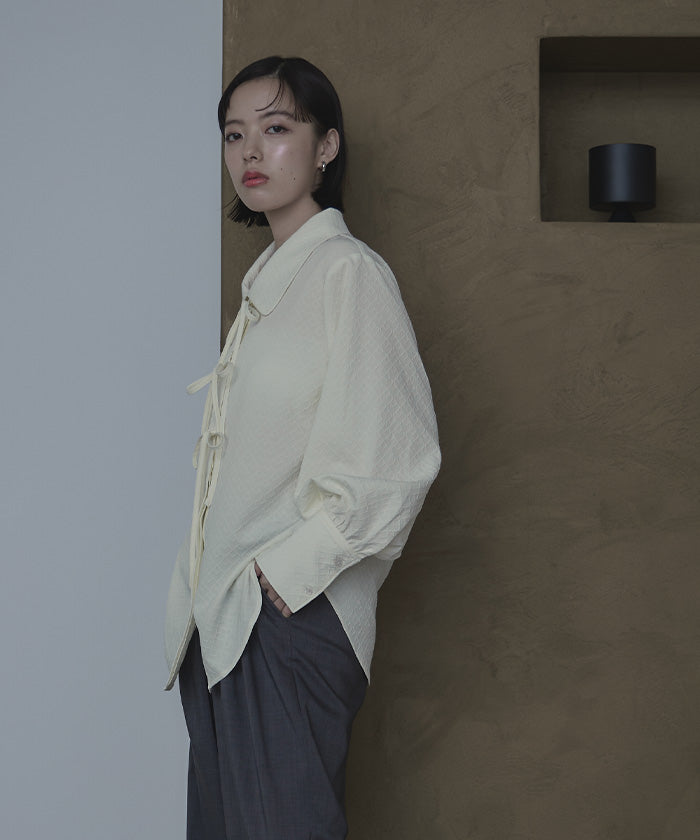 ミエット miette ビッグカラーフロントリボンブラウス （ピンク） ピンク