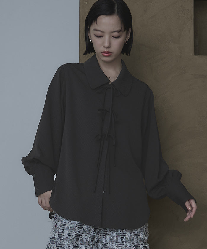 ミエット miette ビッグカラーフロントリボンブラウス （ピンク） ピンク