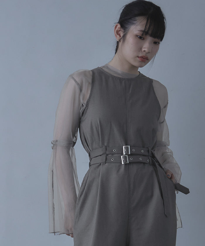 ミエット miette ダブルベルトアメリカンスリーブオールインワン