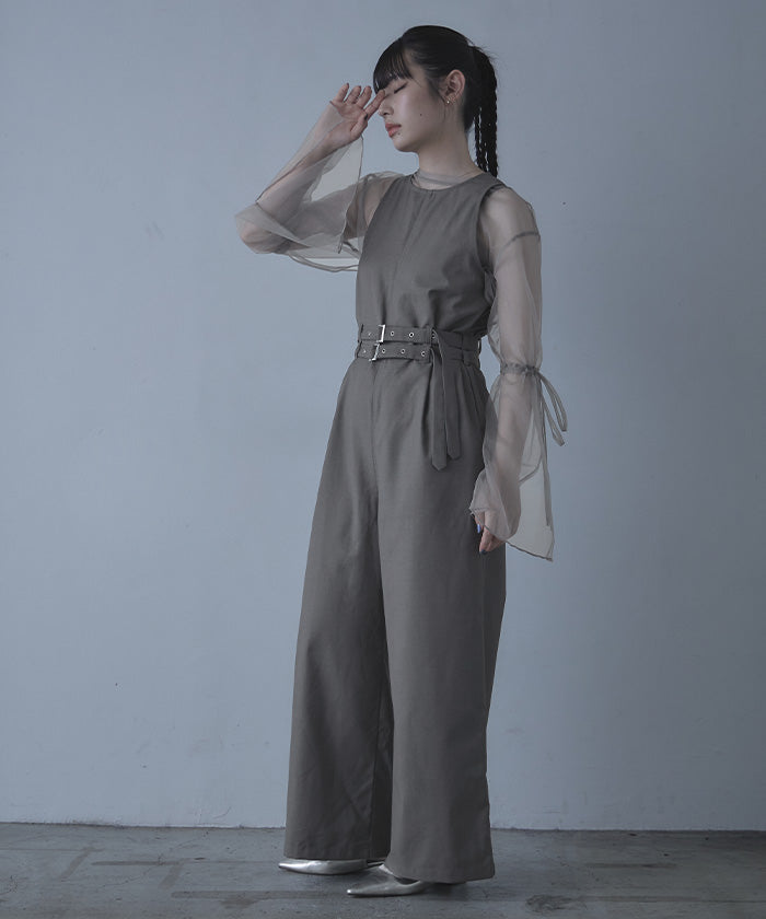 ミエット miette ダブルベルトアメリカンスリーブオールインワン