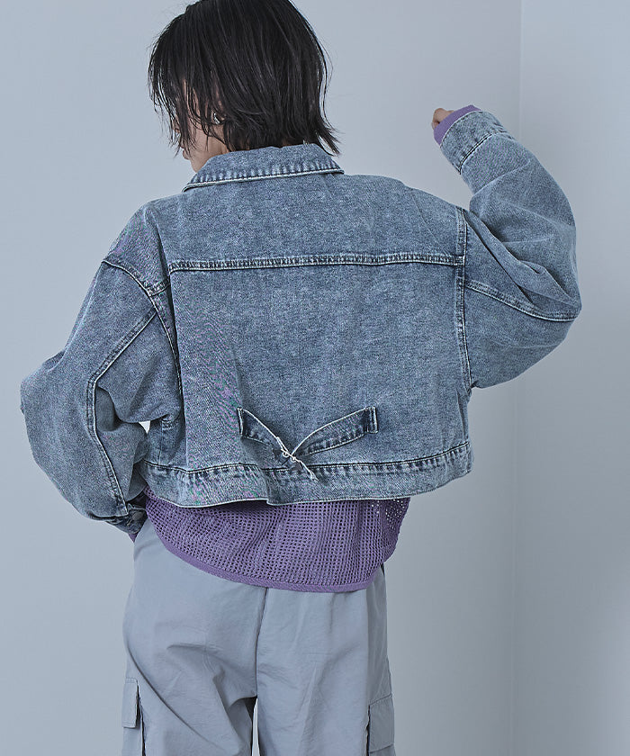 ミエット miette ショートオーバーデニムジャケット （ブルー） ブルー
