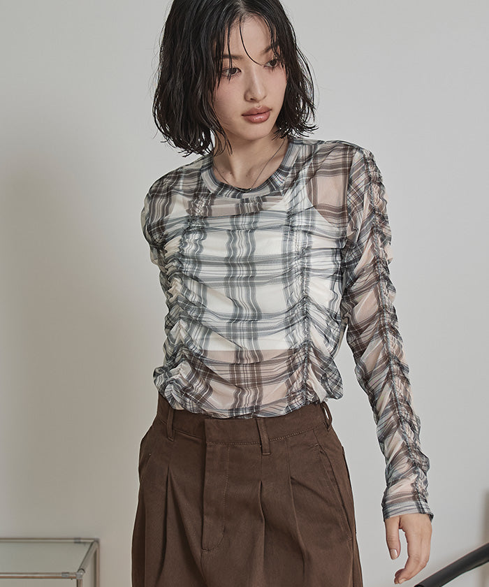 ミエット miette シャーリングシアートップス （アイボリー） アイボリー